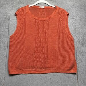 Poetry linen knit sleeveless vest textured orange tank top womens size 8